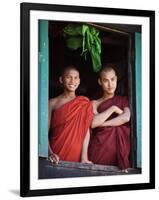 Novice Monk with Food Bowl and Utensils at Pathain Monastery, Sittwe, Burma, Myanmar-Nigel Pavitt-Framed Photographic Print