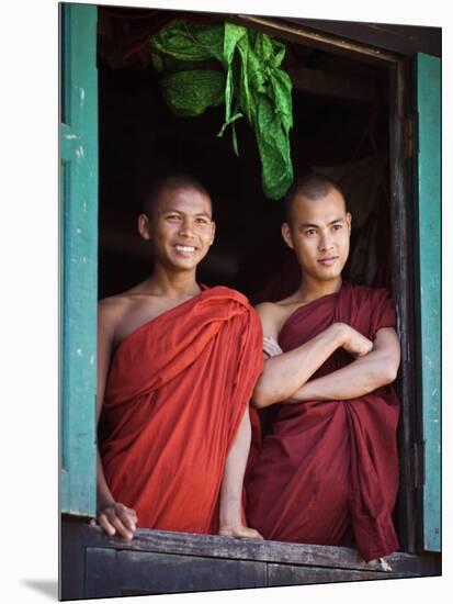 Novice Monk with Food Bowl and Utensils at Pathain Monastery, Sittwe, Burma, Myanmar-Nigel Pavitt-Mounted Photographic Print