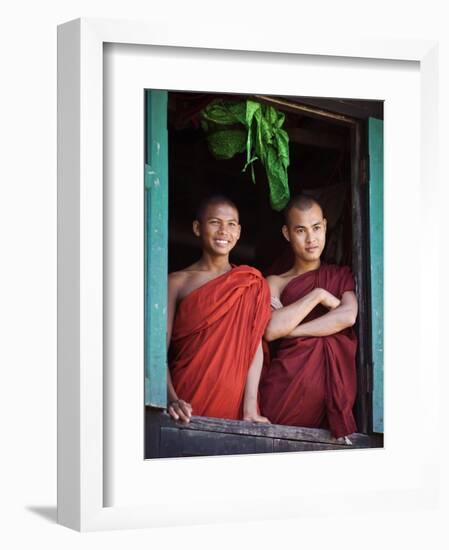 Novice Monk with Food Bowl and Utensils at Pathain Monastery, Sittwe, Burma, Myanmar-Nigel Pavitt-Framed Photographic Print