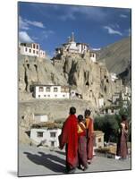 Novice Monks Walk from Village, Lamayuru Monastery, Ladakh, India-Tony Waltham-Mounted Photographic Print