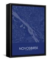 Novosibirsk, Russian Federation Blue Map-null-Framed Stretched Canvas