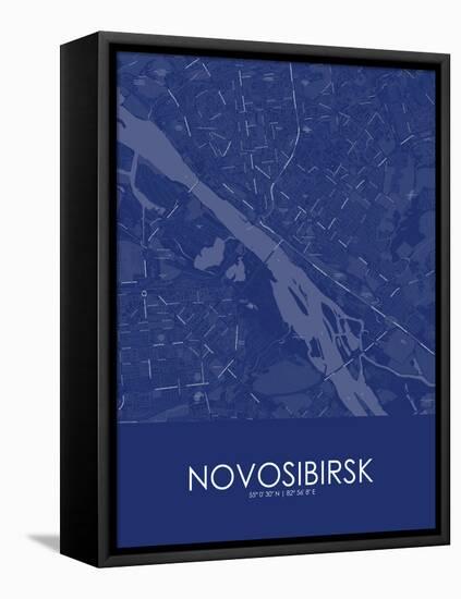 Novosibirsk, Russian Federation Blue Map-null-Framed Stretched Canvas