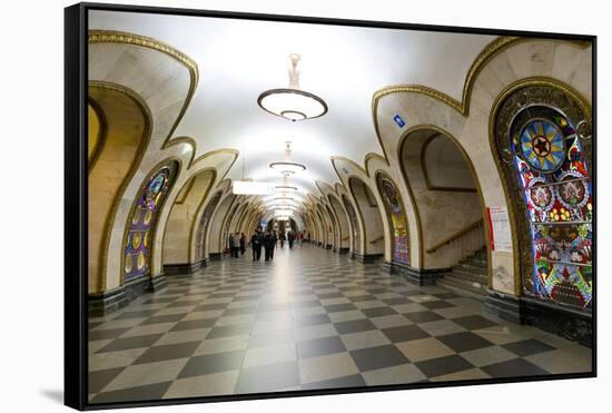 Novoslobodskaya Metro Station, Moscow, Russia, Europe-Miles Ertman-Framed Stretched Canvas