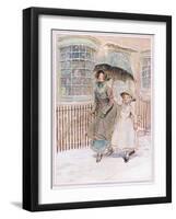 Now and Then Ladies Pass in their Pattens-Hugh Thomson-Framed Giclee Print