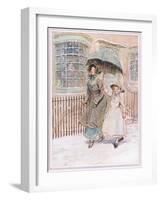 Now and Then Ladies Pass in their Pattens-Hugh Thomson-Framed Giclee Print
