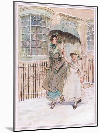 Now and Then Ladies Pass in their Pattens-Hugh Thomson-Mounted Giclee Print