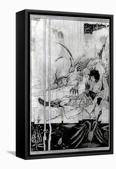 Now King Arthur Saw the Questing Beast and Thereof Had Great Marvel, from 'Le Morte D'Arthur'-Aubrey Beardsley-Framed Stretched Canvas