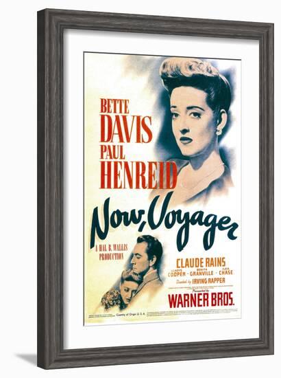 Now, Voyager, Bette Davis, Bette Davis, Paul Henreid on Midget Window Card, 1942-null-Framed Art Print