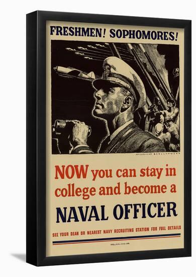 Now You Can Stay in College and Become a Naval Officer WWII War Propaganda Art Print Poster-null-Framed Poster