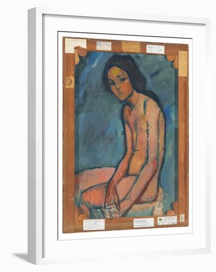 Nu Assis, C.1909 (Oil on Canvas)-Amedeo Modigliani-Framed Giclee Print