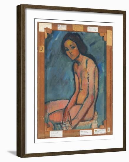 Nu Assis, C.1909 (Oil on Canvas)-Amedeo Modigliani-Framed Giclee Print