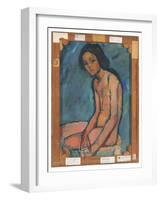 Nu Assis, C.1909 (Oil on Canvas)-Amedeo Modigliani-Framed Giclee Print