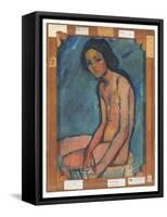 Nu Assis, C.1909 (Oil on Canvas)-Amedeo Modigliani-Framed Stretched Canvas