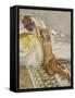 Nu assis-Henri Lebasque-Framed Stretched Canvas