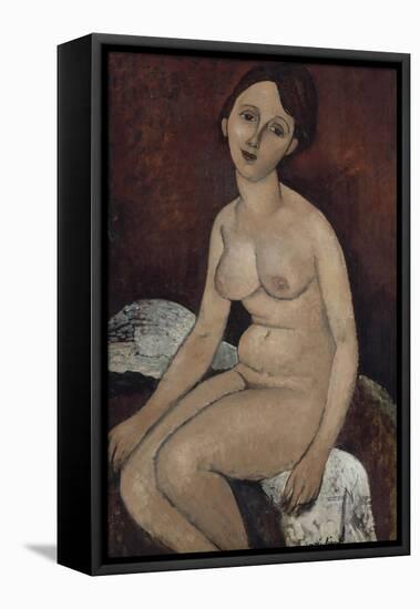 Nu assis-Amedeo Modigliani-Framed Stretched Canvas