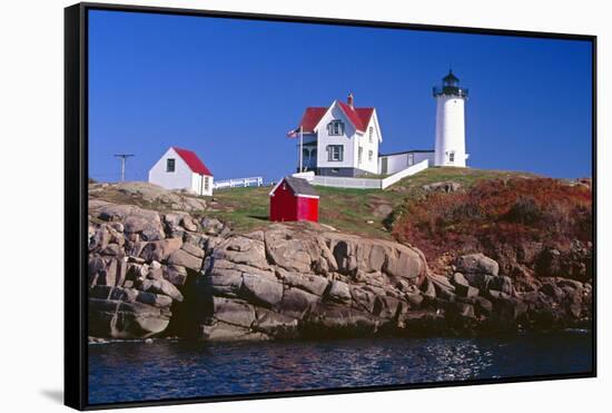 Nubble Lighthouse York Maine-George Oze-Framed Stretched Canvas