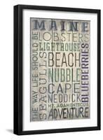 Nubble - Maine - Barnwood Typography-Lantern Press-Framed Art Print