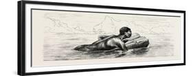 Nubian Swimming on a Bundle of Reeds. Egypt, 1879-null-Framed Giclee Print