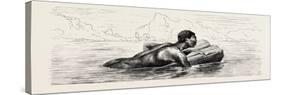 Nubian Swimming on a Bundle of Reeds. Egypt, 1879-null-Stretched Canvas