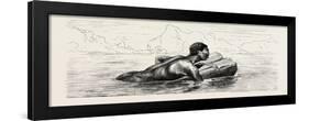 Nubian Swimming on a Bundle of Reeds. Egypt, 1879-null-Framed Giclee Print