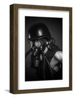 Nuclear Disaster, Man with Gas Mask, Protection-outsiderzone-Framed Photographic Print