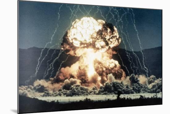 Nuclear Explosion Met in Nevada Desert-null-Mounted Photographic Print