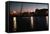 Nuclear Plant Silhouetted against Sunset-null-Framed Stretched Canvas