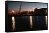 Nuclear Plant Silhouetted against Sunset-null-Framed Stretched Canvas
