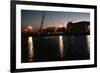 Nuclear Plant Silhouetted against Sunset-null-Framed Photographic Print