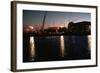 Nuclear Plant Silhouetted against Sunset-null-Framed Photographic Print