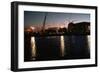 Nuclear Plant Silhouetted against Sunset-null-Framed Photographic Print