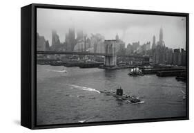 Nuclear Submarine Passing New York View-null-Framed Stretched Canvas