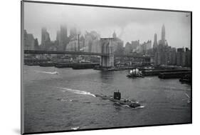 Nuclear Submarine Passing New York View-null-Mounted Photographic Print