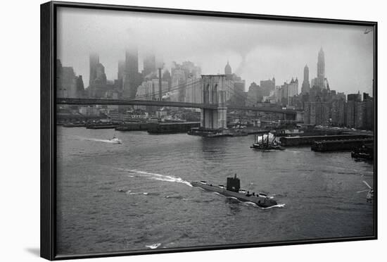 Nuclear Submarine Passing New York View-null-Framed Photographic Print