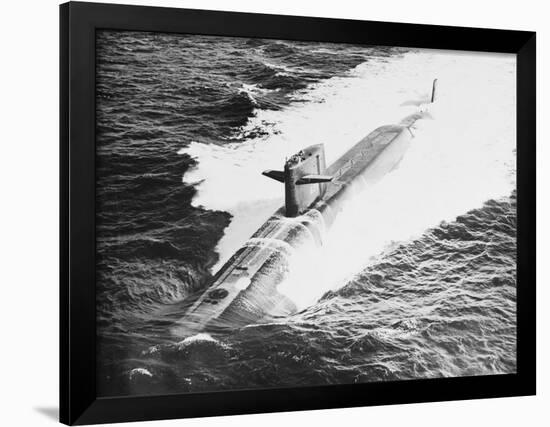 Nuclear Submarine USS Sam Rayburn in the Ocean-null-Framed Photographic Print