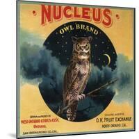 Nucleus Owl Brand - Ontario, California - Citrus Crate Label-Lantern Press-Mounted Art Print