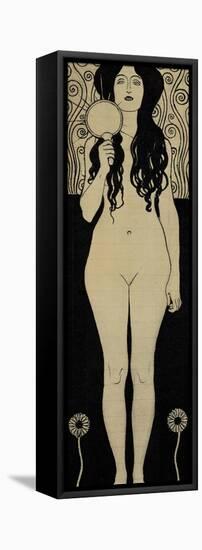 Nuda Veritas (Naked Truth), Inscribed Truth is Fire and to Speak Truth is Shining and Burning-Gustav Klimt-Framed Stretched Canvas