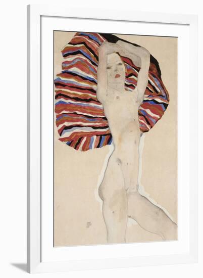 Nude Against Coloured Material, 1911-Egon Schiele-Framed Giclee Print