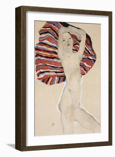 Nude Against Coloured Material, 1911-Egon Schiele-Framed Giclee Print