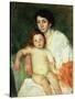 Nude Baby on Mother's Lap Resting Her Right Arm on the Back of the Chair-Mary Cassatt-Stretched Canvas