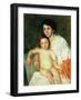 Nude Baby on Mother's Lap Resting Her Right Arm on the Back of the Chair-Mary Cassatt-Framed Giclee Print