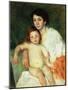 Nude Baby on Mother's Lap Resting Her Right Arm on the Back of the Chair-Mary Cassatt-Mounted Giclee Print