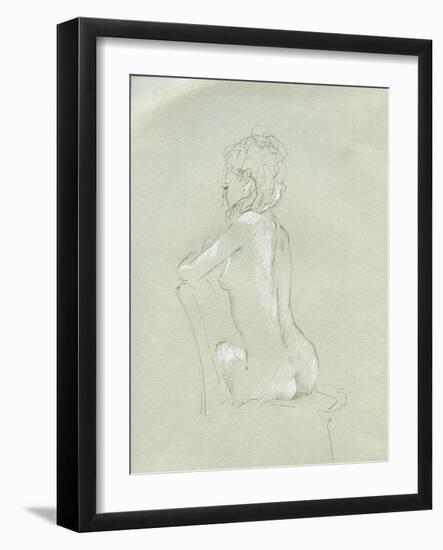 Nude Back View on Grey-Lincoln Seligman-Framed Giclee Print