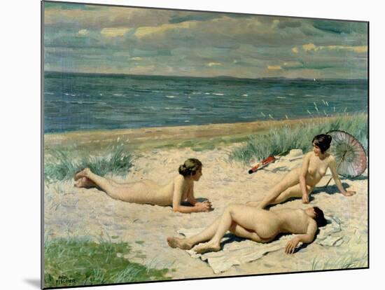 Nude Bathers on the Beach-Paul Fischer-Mounted Giclee Print