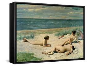 Nude Bathers on the Beach-Paul Fischer-Framed Stretched Canvas
