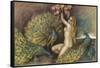 Nude Blonde with Peacocks-null-Framed Stretched Canvas