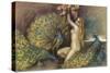 Nude Blonde with Peacocks-null-Stretched Canvas
