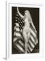 Nude Blonde with U.S. Flag-null-Framed Art Print