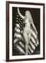 Nude Blonde with U.S. Flag-null-Framed Art Print