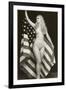 Nude Blonde with U.S. Flag-null-Framed Art Print